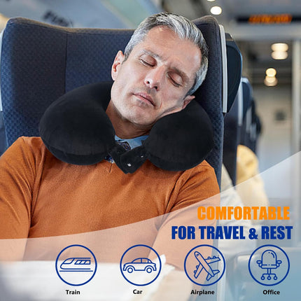 Pure Memory Foam Travel Pillow – Neck Support Cushion for Airplane, Car & Office