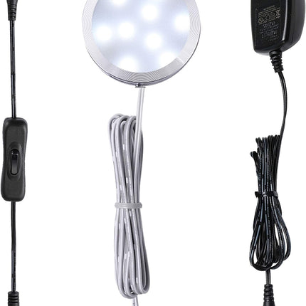 12V LED Under Cabinet Puck Light – Plug-In with Manual Switch, Daylight White