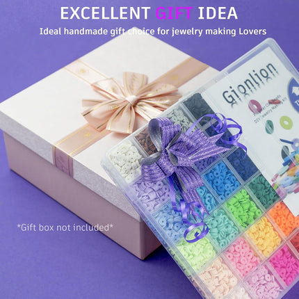 24 Color Clay Beads Bracelet Making Kit with Charms, DIY Heishi Jewelry Set