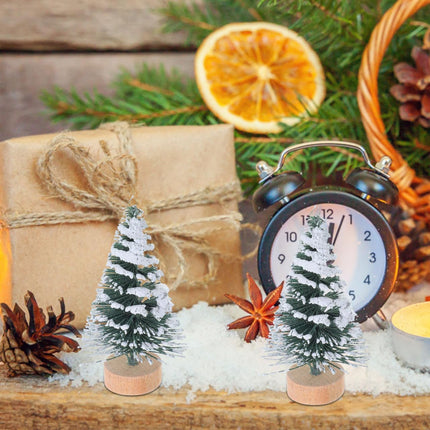 Mini Bottle Brush Christmas Trees 5cm – 10PCS Snowy Tabletop Decor