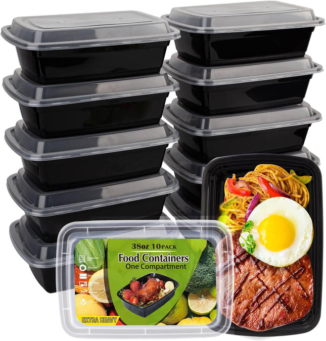 10 Pack 38 oz Meal Prep Containers BPA Free Microwave Safe w/ Lids