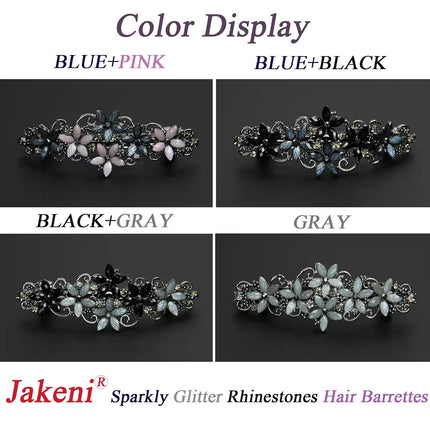Sparkly Rhinestone Flower Hairpins Vintage French Style Hair Barrettes