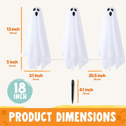 6-Pack 18in White Halloween Ghost Solar Lights, Yard Stakes for Lawn & Garden Decor