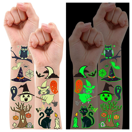 250-Style Halloween Glow Temporary Tattoos, 24 Sheets, Kids Party Favors & Goodie