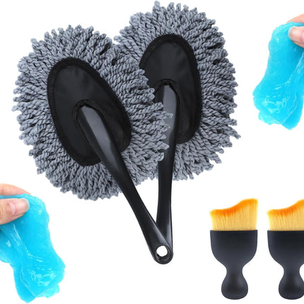 6-Pack Car Cleaning Supplies, Interior Duster, Detailing Brush & Cleaning Gel Kit