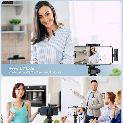 2 Pack Wireless Lavalier Microphone for iPhone Android iPad Recording