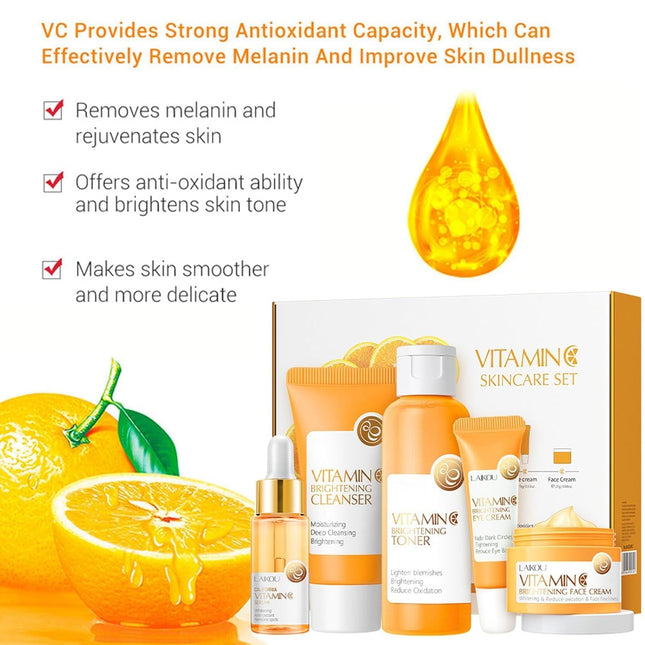 Vitamin C 5-in-1 Skincare Set – Cleanser, Toner, Serum, Cream & Eye Cream