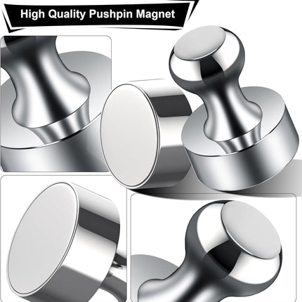 20 Pack Silver Magnetic Push Pins Strong Fridge Magnets for Home and Office