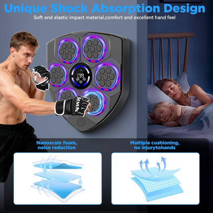 Music Boxing Machine Wall Mounted LED Trainer with Gloves for Home Gym Workout
