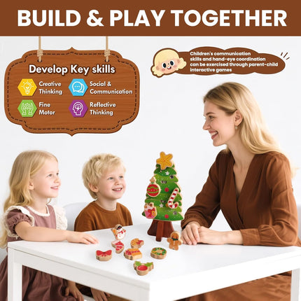 Christmas Tree Snap Builders – DIY Wooden Puzzle with Snap Buttons & Ornaments