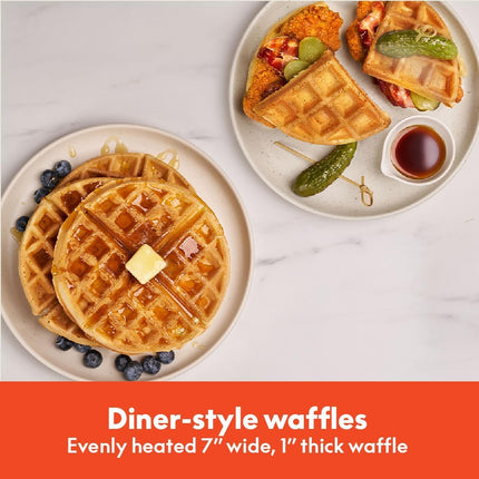 Flip-n-Store Waffle Maker – Fits-Anywhere™, 7” Wide Plates, 1000W, Oatmilk