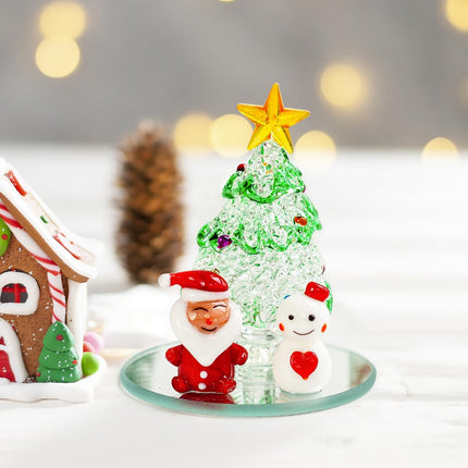 Miniature Glass Christmas Tree – Handmade Multicolor Figurine Decor