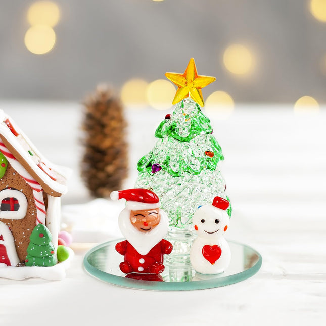 Miniature Glass Christmas Tree – Handmade Multicolor Figurine Decor