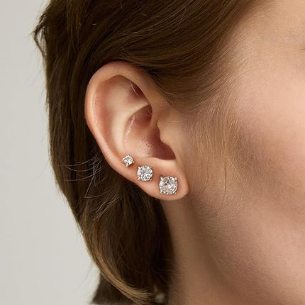6 Pairs Stud Earrings Set – Hypoallergenic CZ, 316L Stainless Steel, 3-8mm