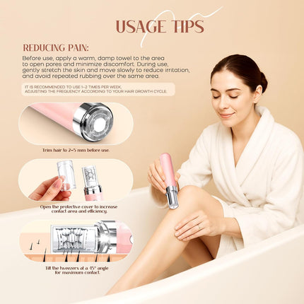 2-in-1 Facial Hair Remover for Women, USB Rechargeable Epilator with LED Light, Pink