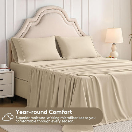 3-Piece Twin Sheet Set, Soft Microfiber, 16" Deep Pockets, Breathable Wrinkle-Free