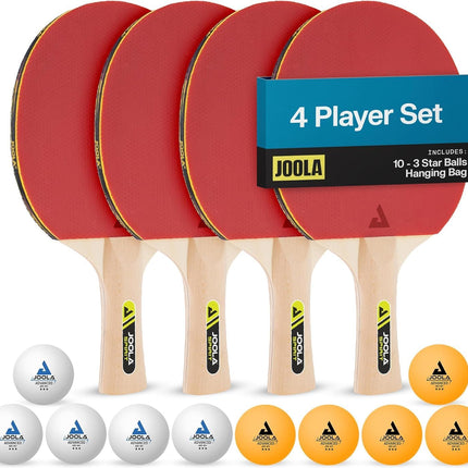 Ping Pong Paddle Set 4 Rackets 10 3 Star Balls Case Indoor Outdoor Table Tennis