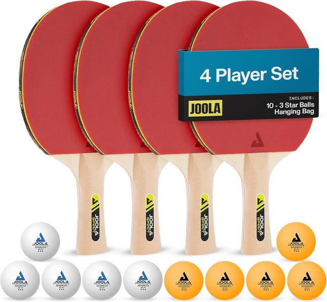 Ping Pong Paddle Set 4 Rackets 10 3 Star Balls Case Indoor Outdoor Table Tennis
