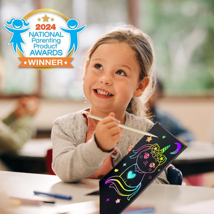 Scratch Paper Art-Crafts Gift, 2-Pack Rainbow Notebooks for Kids 3–10