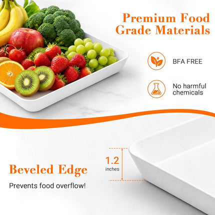 4 Pc Plastic Serving Trays Party Snack Fruit Platter Kitchen Organizer