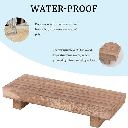 Small Wooden Tray Pedestal Stand – Farmhouse Decor for Bathroom & Kitchen