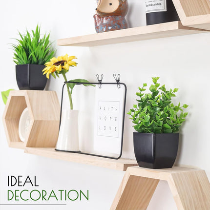 2 Pack Small Artificial Potted Plants Faux Greenery for Home Office Decor