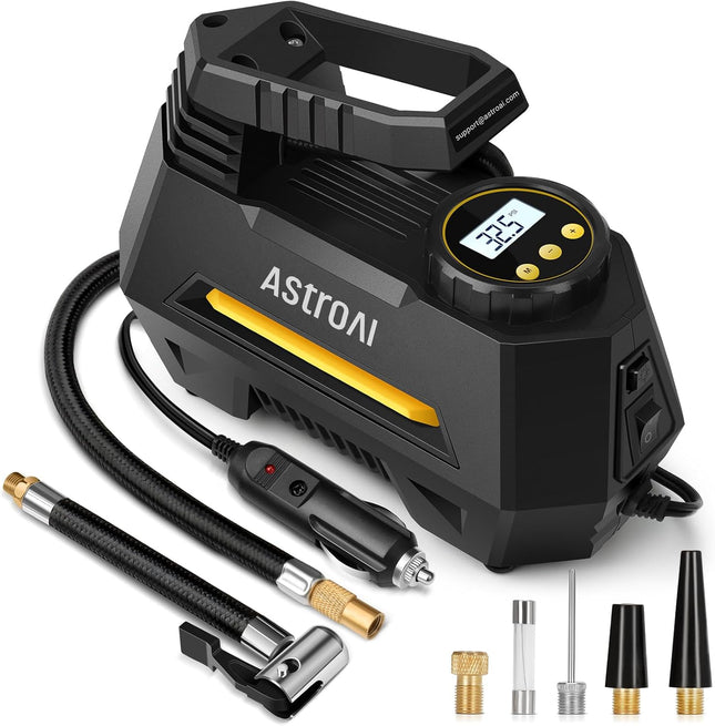 Tire Inflator Air Pump – 12V DC with Digital Pressure Gauge & Emergency LED Light