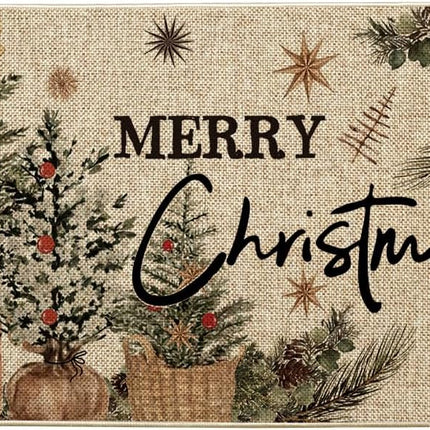 Christmas Doormat with Holly Design Low-Profile 17x29 Inch Floor Mat