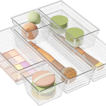 6-Pack Clear Acrylic Drawer Organizers – Storage Trays for Makeup & Jewelry