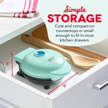 Compact Mini Waffle Maker – Nonstick, Perfect for Kids & Families, Aqua