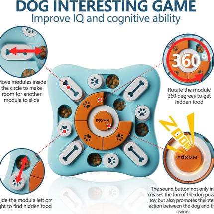 Interactive Dog Puzzle Toy with Treat Dispenser IQ Training Slow Feeder