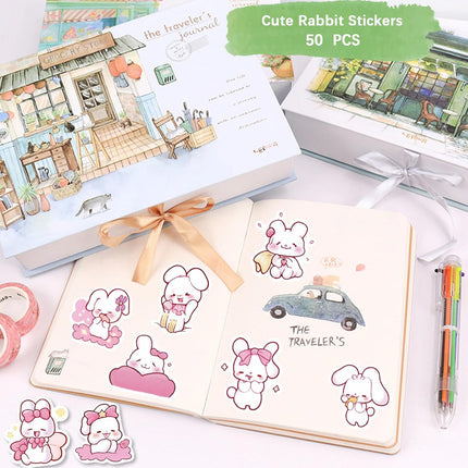 58PCS Cute Rabbit School Supplies – Kawaii Stationery, Notebook, Gel Pens & Stickers