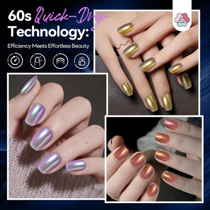 6-Color Chameleon Nail Polish Set, Holographic Color-Shifting Metallic Lacquer, Quick-Dry