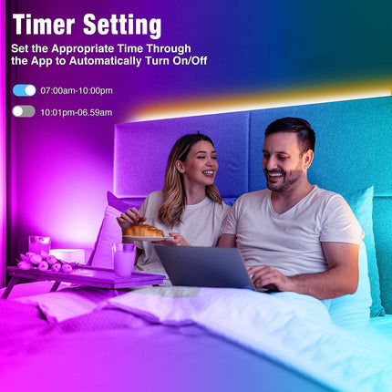 100FT Smart LED Strip Lights, RGB Color Changing, App & Remote Music Sync