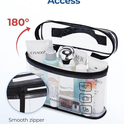 2PCS TSA Approved Toiletry Bag – Clear Travel Makeup & Cosmetic Organizer Bags