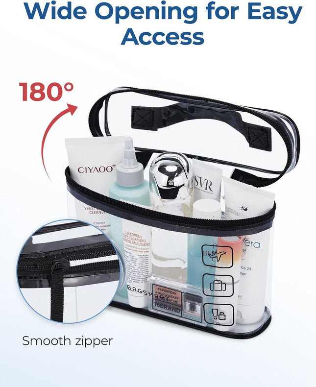 2PCS TSA Approved Toiletry Bag – Clear Travel Makeup & Cosmetic Organizer Bags