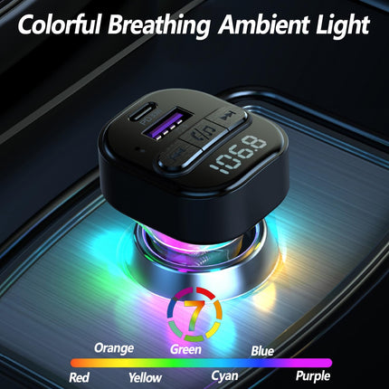 Bluetooth FM Transmitter Car Charger with LED Display USB C PD Support