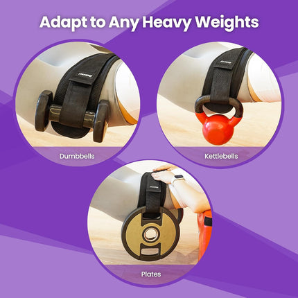 Hip Thrust Belt for Dumbbells Kettlebells Heavy Duty Non-Slip Padded Booty Belt