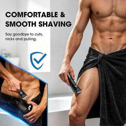 Mens Body Groomer Ball Trimmer Electric Razor LED Light Wet Dry Shaver
