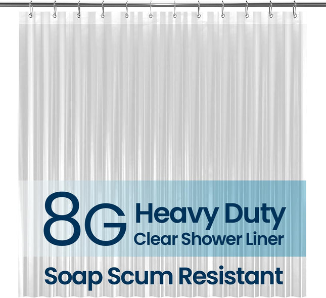 Waterproof PEVA Shower Curtain 72x72 – Clear, Non-Toxic, Rust-Proof Grommets