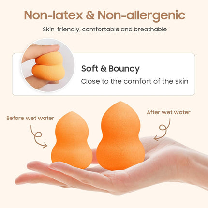 15PCS Multicolor Makeup Sponge Set, Latex-Free Wet/Dry Foundation Blending Sponges