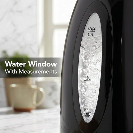 1.7L Fast Boiling Electric Kettle with Water Gauge and Removable Filter