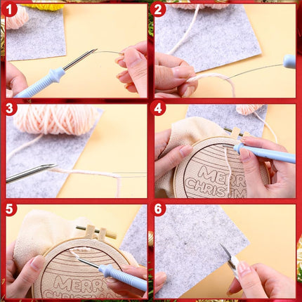 6 PCS Christmas Punch Needle Coasters Kit DIY Embroidery for Beginners