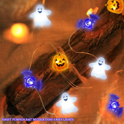 16.7FT 50LED 3D Halloween Lights, Pumpkin Bat Ghost, Timer, Waterproof Decor