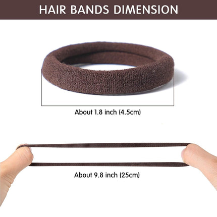 100PCS Thick Brown Hair Ties Seamless Ponytail Holders No Damage Elastics