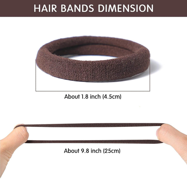 100PCS Thick Brown Hair Ties Seamless Ponytail Holders No Damage Elastics