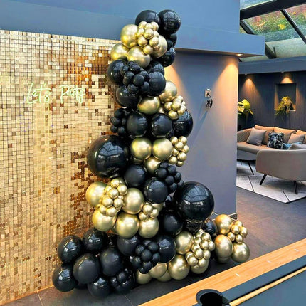 50 PCS 12 Inch Black Gold Confetti Balloons Birthday Graduation Wedding