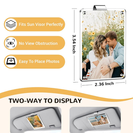 4-Pack Car Picture Holders – Clear Acrylic Magnetic Photo Frame for Car Visor