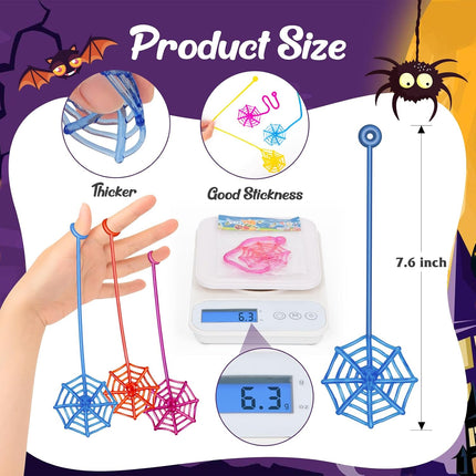 30-Piece Sticky Spider Web Hands for Kids, Halloween Party Favors & Goodie Bags