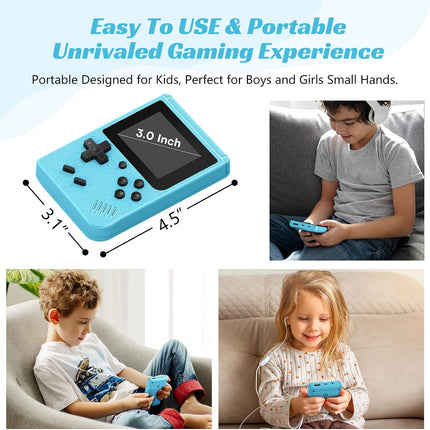 Portable Retro Game Console with 400 Built In Games Rechargeable Blue
